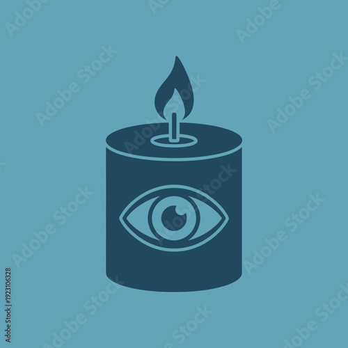 Illustration of a candle with an eye symbol on its side.
