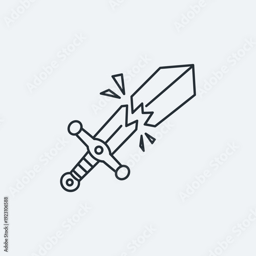 Sword breaking through a barrier with sparks flying around it.