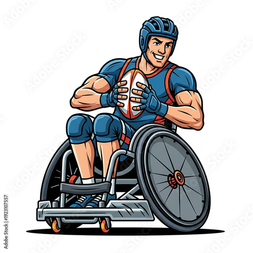 Wallpaper Mural Vector illustration of a disabled young man in a wheelchair and a person riding a bike as a cartoon cyclist boy and girl engage in outdoor sports Torontodigital.ca