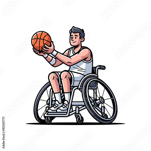 Wallpaper Mural Animation style vector wheelchair basketball icon character style Isolated on White background Torontodigital.ca