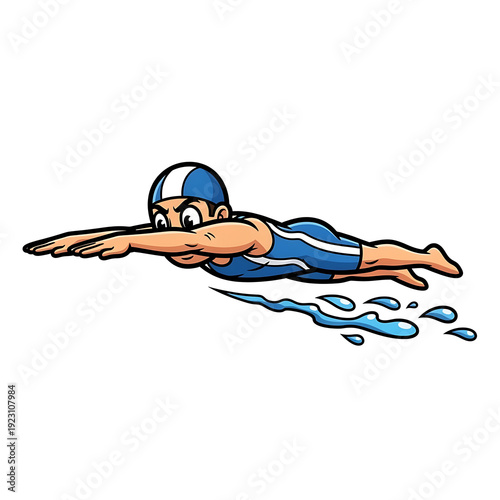 Wallpaper Mural Animation style vector swimmer dive mascot style Isolated on White background Torontodigital.ca