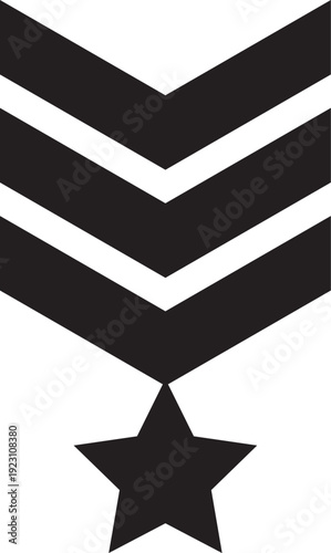 Military Rank Chevrons with Star Medal Icon