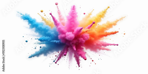 An artistic abstract watercolor background features colorful ink splashes and grunge paint splatters on a textured paper backdrop with a pink liquid design element