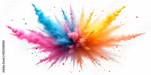 An abstract watercolor background features a colorful paint splash vector design with artistic ink splatters and a grunge rainbow texture illustration