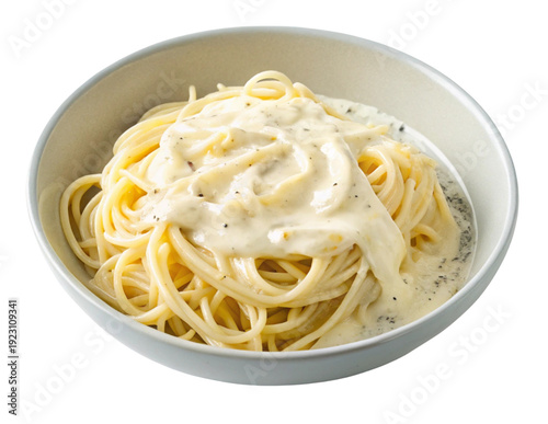 Creamy Spaghetti Carbonara with White Sauce and Fresh Herbs PNG