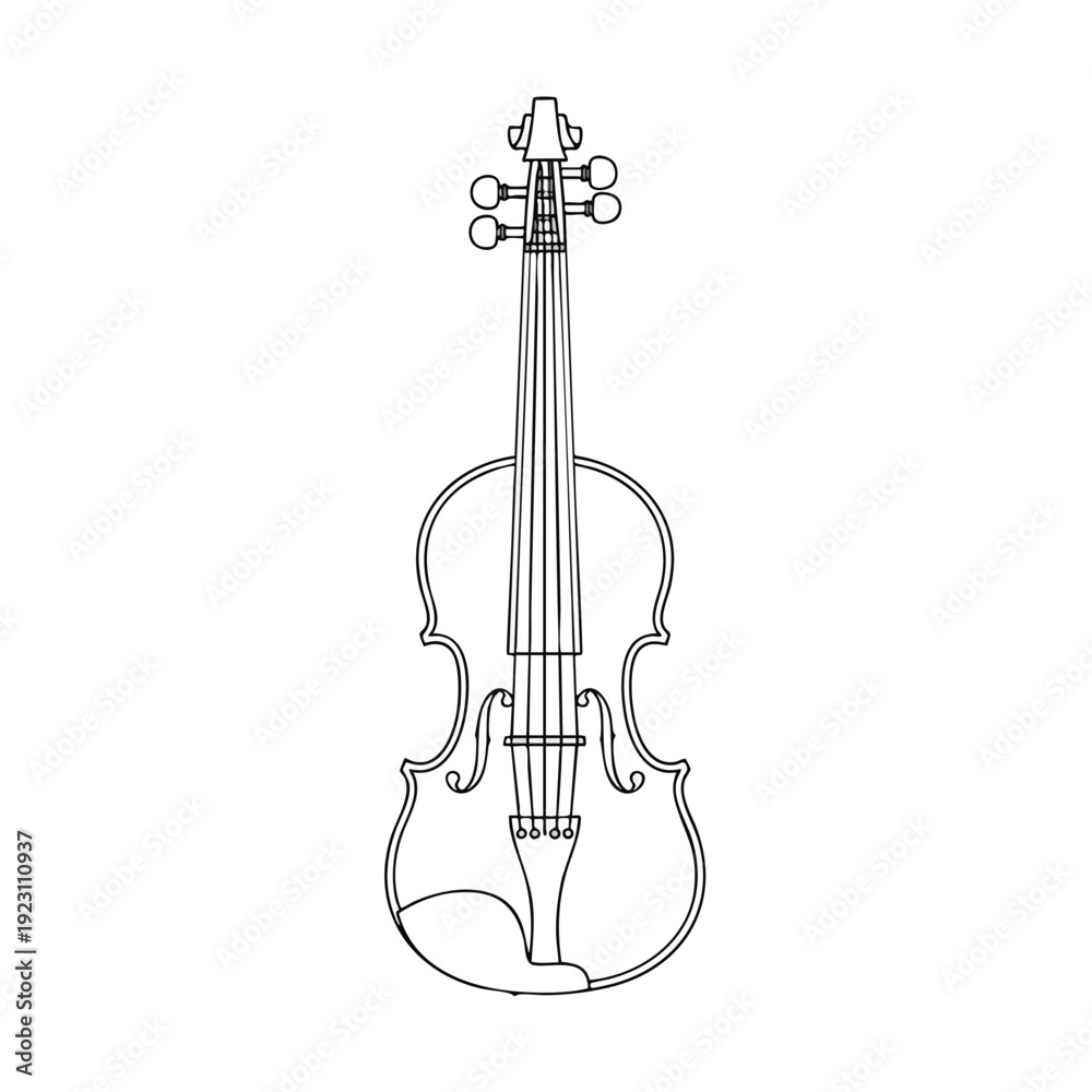 Fototapeta premium Elegant Line Art Illustration of a Classic Violin