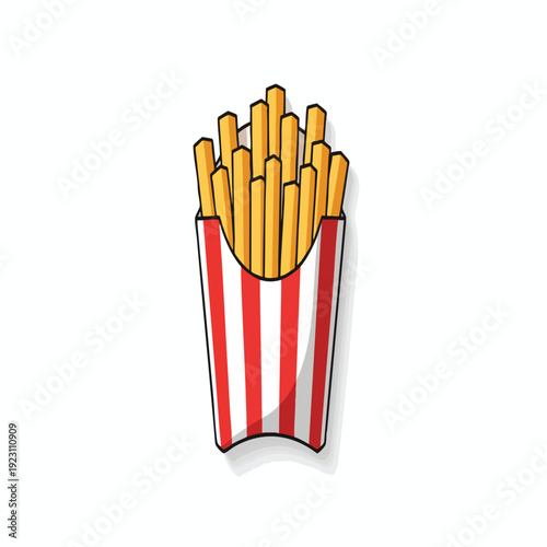 Fresh Crispy French Fries in Classic Red and White Paper Container