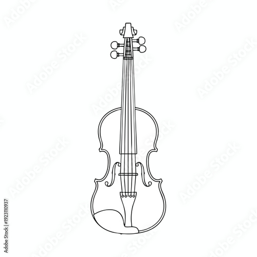 Elegant Line Art Illustration of a Classic Violin