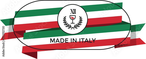 Stylish Made in Italy Label with Green, White, and Red Stripes for Gourmet Products