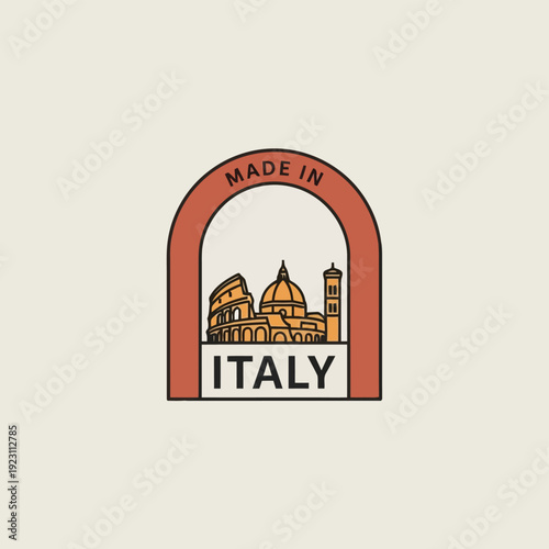 Stylish Vintage Illustration of Made in Italy with Iconic Landmarks