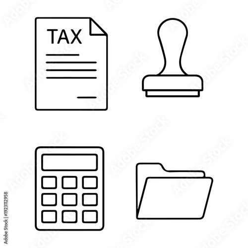 Taxes line icon set vector
Vector set of icons on a white background