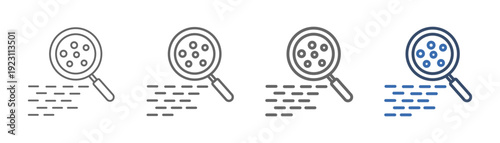
Outline icon set particles with magnifying glass and particle design