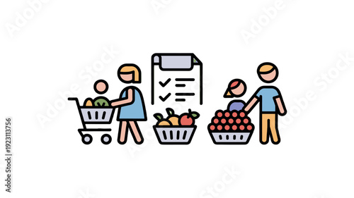 A family is at the market buying food.