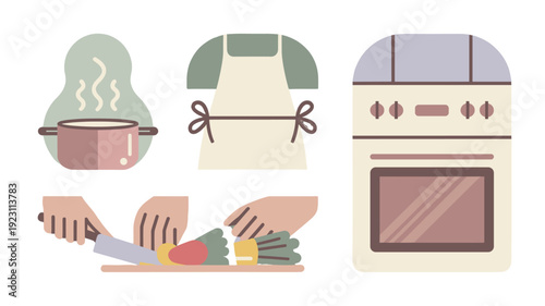 Cooking and kitchen objects illustration.