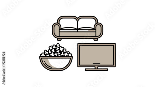 Enjoying movie night with snacks and TV.