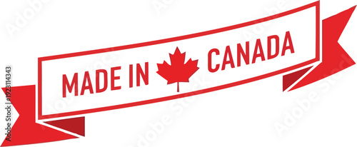 Made in Canada Label Design Featuring Iconic Maple Leaf Emblem