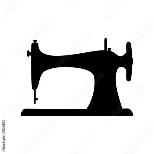 Silhouette of a vintage sewing machine representing needlework and tailoring craft