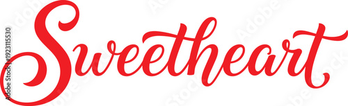 Sweetheart handwritten script typography vector text design representing romantic love lettering calligraphy for greeting card branding and decorative graphic elements