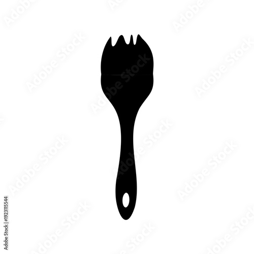Black silhouette illustration of a meat tenderizer or meat mallet on white
