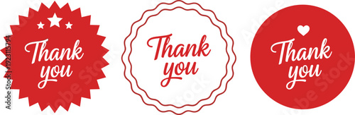 Thank you badge label icon set with handwritten typography representing gratitude appreciation message branding packaging sticker and marketing design elements