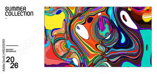 Colorful Abstract Art Banner with Fluid Shapes for Summer Collection