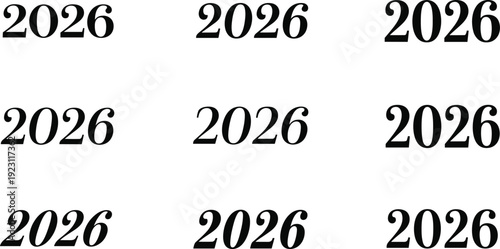 2026 typography number style collection with modern font variations representing future year concept branding headline text and graphic design elements