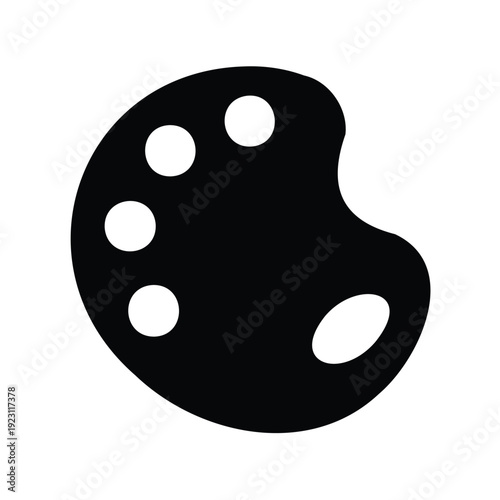 Monochrome Vector Illustration of an Artist's Palette with Multiple Paint Colors