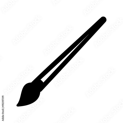 A simple black and white graphic of a slanted artist's paintbrush