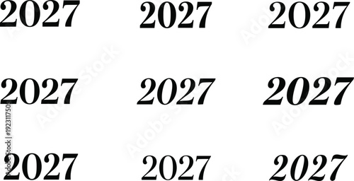 2027 typography number style set with modern font variations representing future year concept branding headline text and graphic design elements