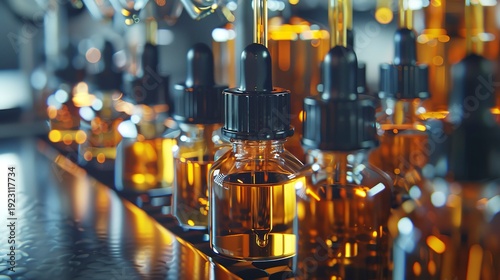 A photo of cannabis oil droppers with glossy