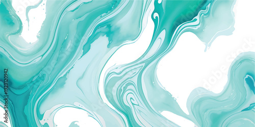 A flowing abstract blue background features soft liquid waves and digital motion lines in a vector art pattern that creates a serene ocean water texture backdrop