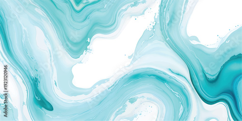 Abstract watercolor background with blue waves flowing water illustration for creative design projects isolated on white