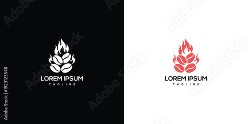Hot Coffee Beans Logo Design - Fiery Aroma  Energy.