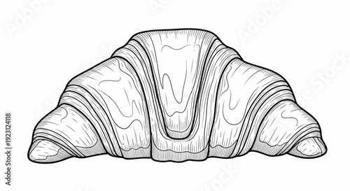 Hand Drawn Croissant Illustration, French Pastry, Bakery Food Sketch