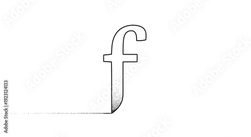 Hand Drawn Letter F with Shadow Effect, Minimalist Typography, Doodle Style