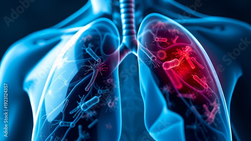 Human lungs infected Mycobacterium tuberculosis.