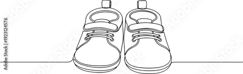 One Line Drawing of a Pair of Baby Shoes, Simple and Minimalist Design