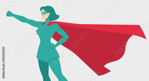 Confident female superhero in a powerful pose.