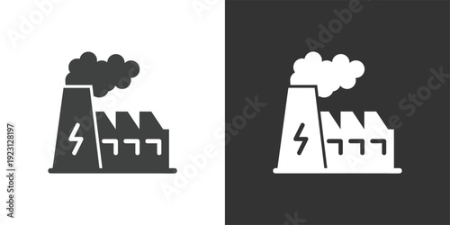 Factory or Power Station icon. Solid glyph series icon