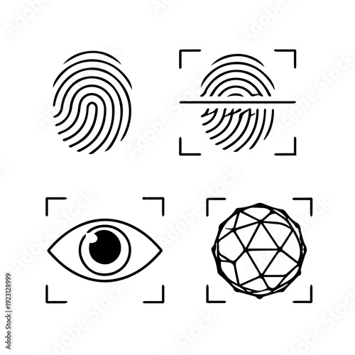 Biometrics line icon set vector
Vector set of icons on a white background