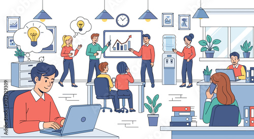 Group of People Working Together in Office.