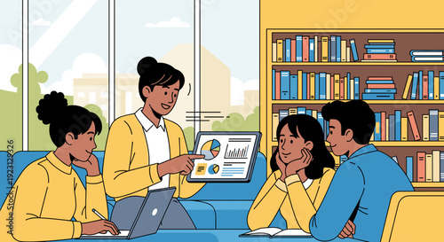 Group of Young Professionals Discussing Project.