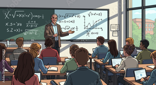 Male Teacher Explaining Math to Students.