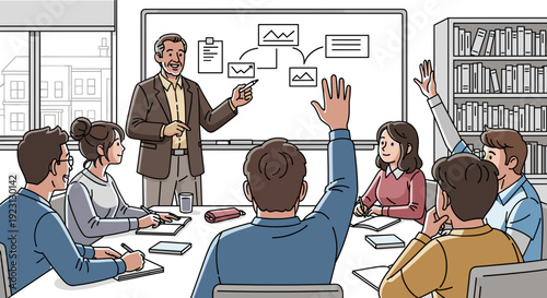 Man presenting to a group of people 1.