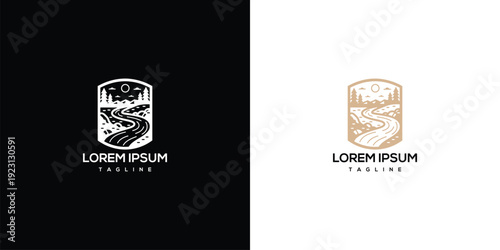 Road Trip Emblem Scenic Route  Cityscape.