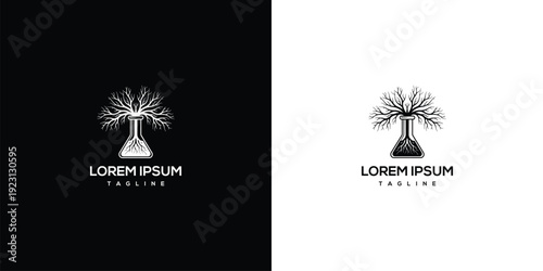 Science Tree Logo Flask Branching Growth Innovation Research.