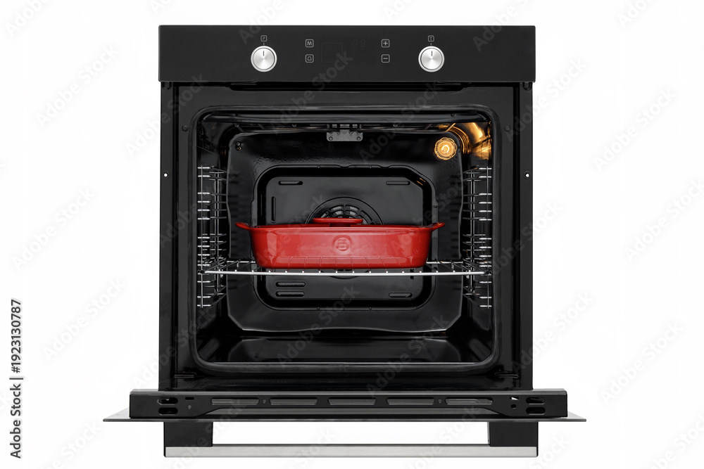 Obraz premium Open Black Electric Oven Interior