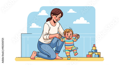 Mother Playing with Happy Baby Boy.