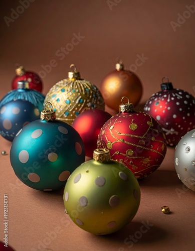 Wallpaper Mural Vibrant Assortment of Colorful Christmas Ornaments on a Warm Background. Torontodigital.ca
