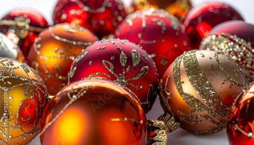 Wallpaper Mural Vibrant Christmas Ornaments Close-Up. Torontodigital.ca